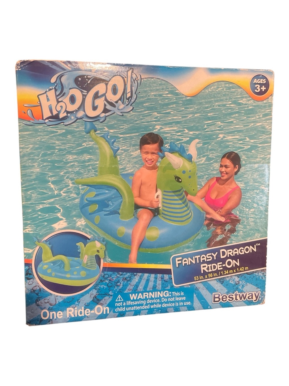 H2OGO! Fantasy Dragon Kids Ride-On Pool Float 53” x 56”